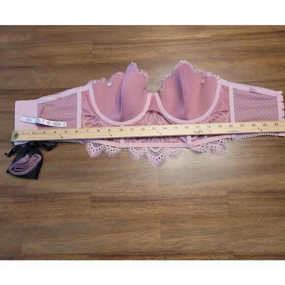 Victoria’s Secret Dream Angels Lace Bustier 32DD Dusty Rose Scalloped Trim NWT - Picture 8 of 13